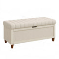 Banc coffre de rangement 100 x 40 x 50 cm en tissu beige style contemporain