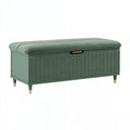 Banc coffre 120 x 45 x 50 cm en velours vert avec rangement style contemporain