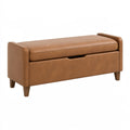 Banquette de rangement 120 cm en revêtement synthétique camel avec tiroir style contemporain