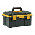 Boîte à outils 48 x 25 x 23 cm en plastique noir jaune avec poignée et fermoirs pour rangement d'outils