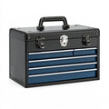 Coffre à outils 50 x 25 x 35 cm en métal noir et bleu à 5 tiroirs portable