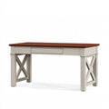 Bureau 120 x 60 x 75 cm en bois blanc et brun avec tiroir style campagne
