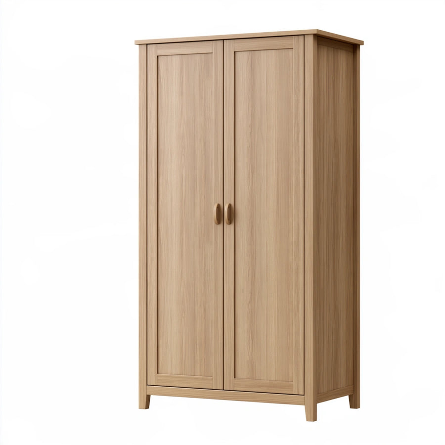 Armoire 90 x 50 x 180 cm en bois chêne clair à 2 portes style classique