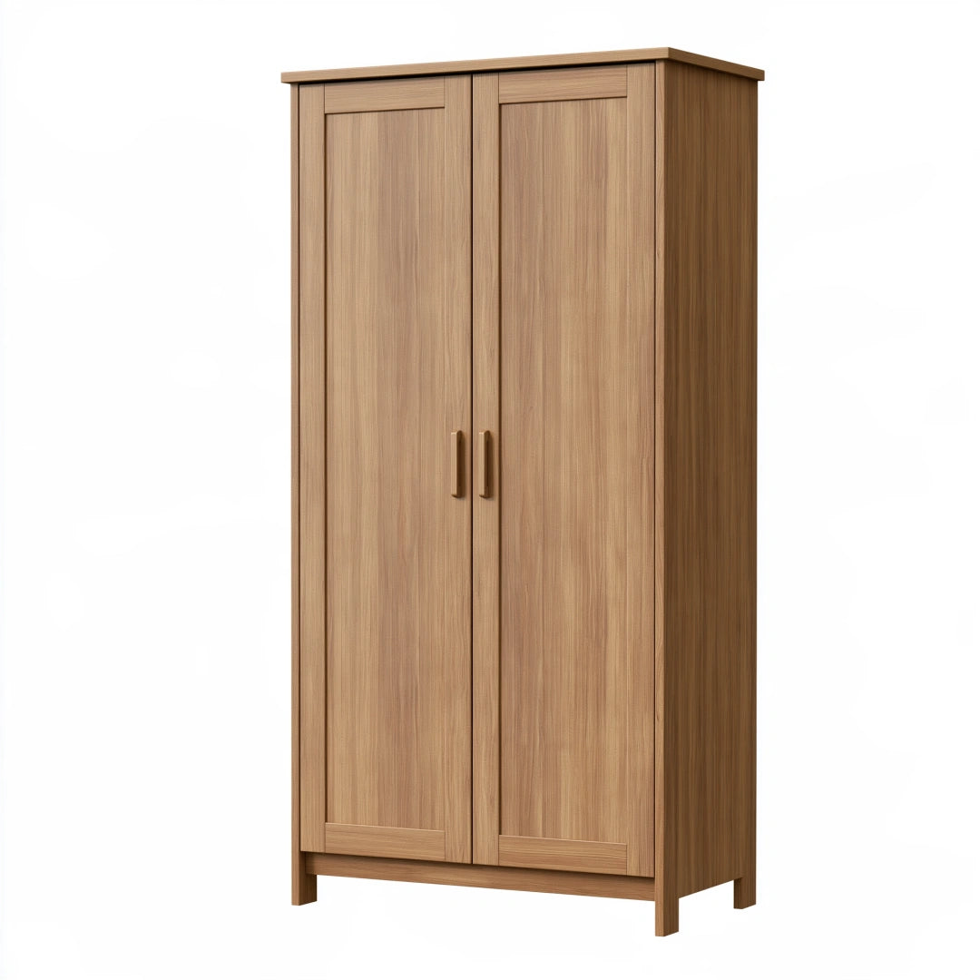 Armoire 80 x 50 x 180 cm en bois brun clair à 2 portes style classique