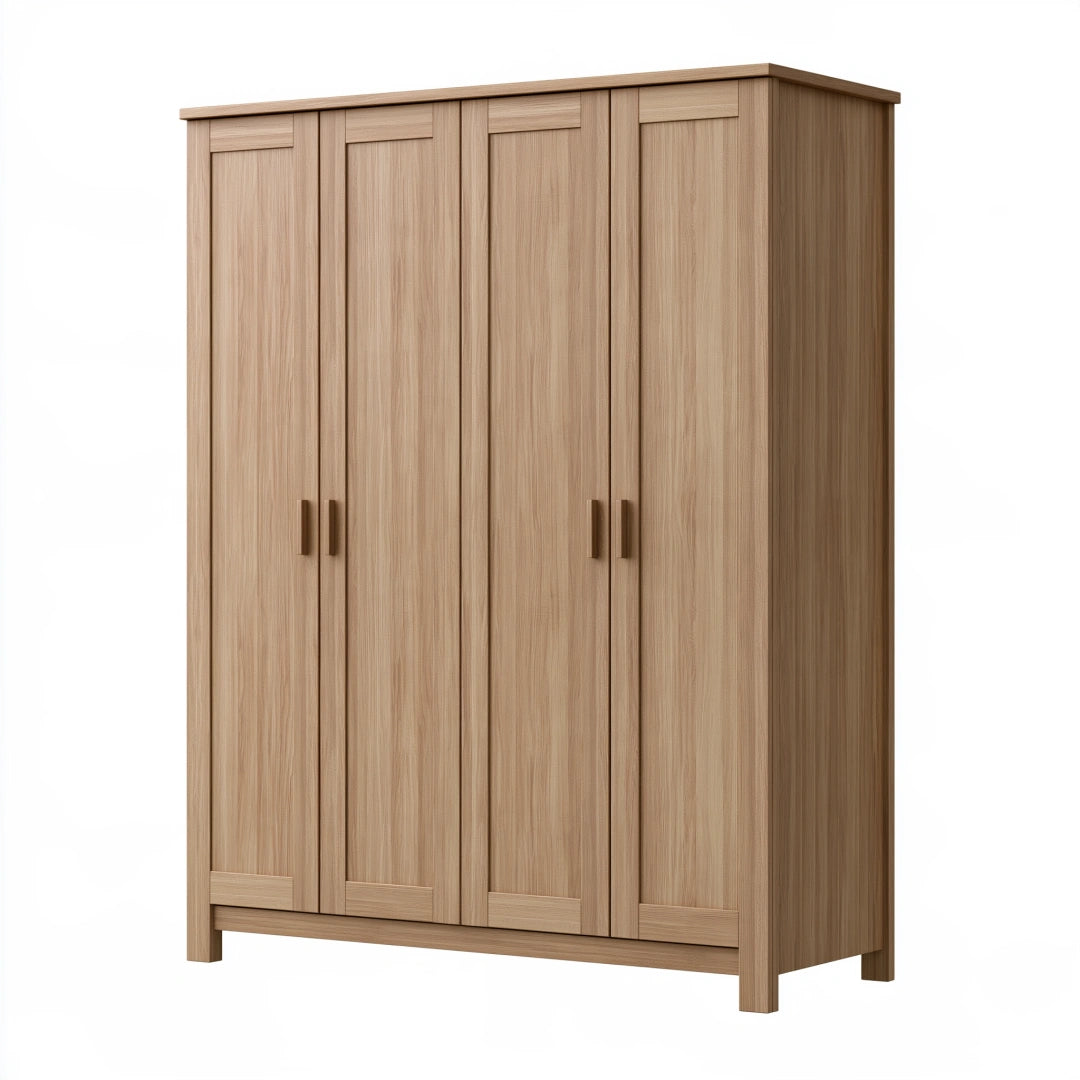 Armoire 180 x 60 x 200 cm effet chêne à 4 portes style contemporain