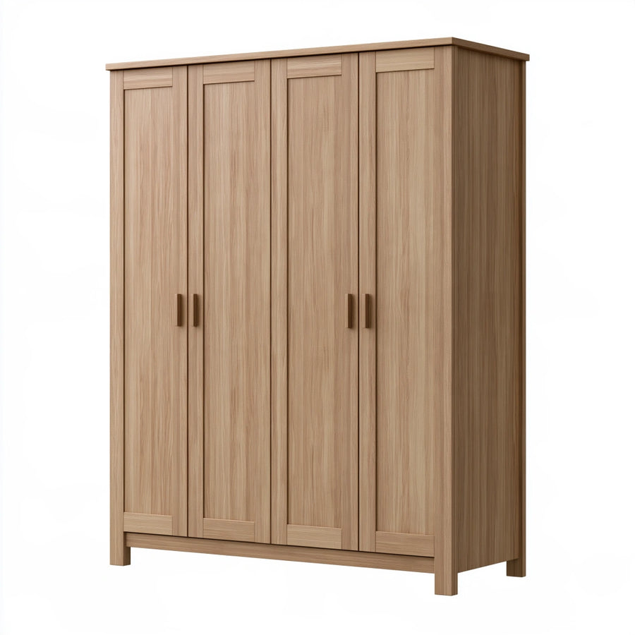 Armoire 180 x 60 x 200 cm effet chêne à 4 portes style contemporain