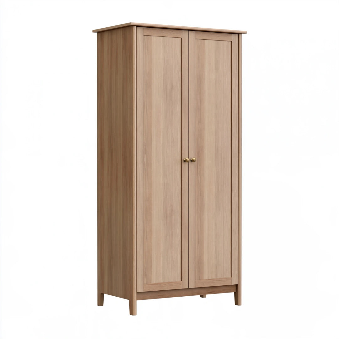 Armoire 80 x 50 x 180 cm en bois brun clair à 2 portes style classique