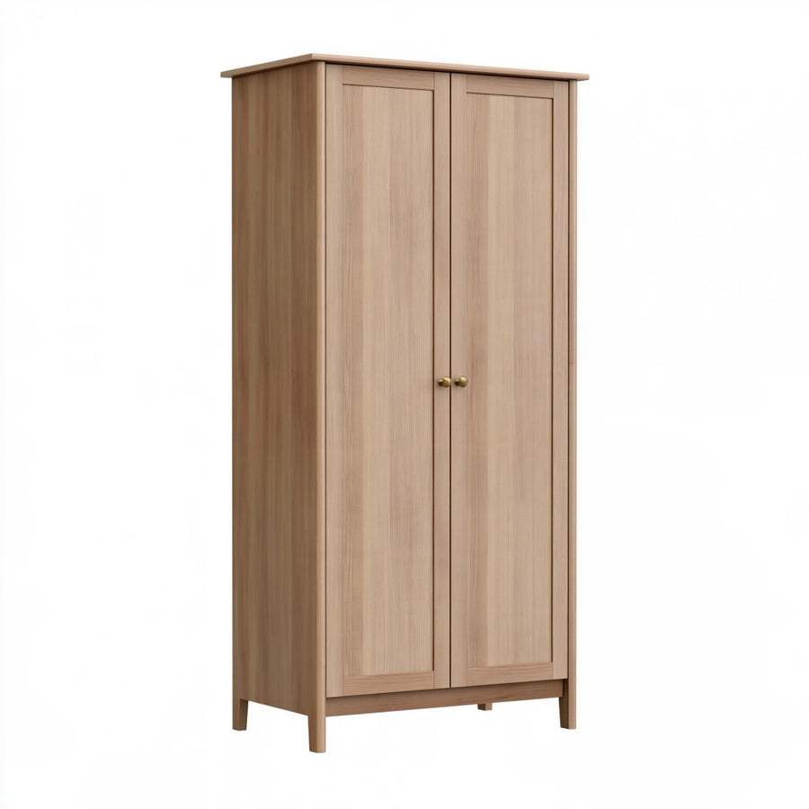Armoire 80 x 50 x 180 cm en bois brun clair à 2 portes style classique