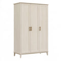 Armoire 3 portes 120 x 55 x 190 cm en panneaux de bois beige clair rangement style scandinave