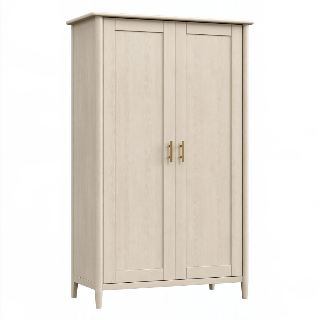 Armoire 100 x 55 x 190 cm en bois d'ingénierie beige - 2 portes style classique