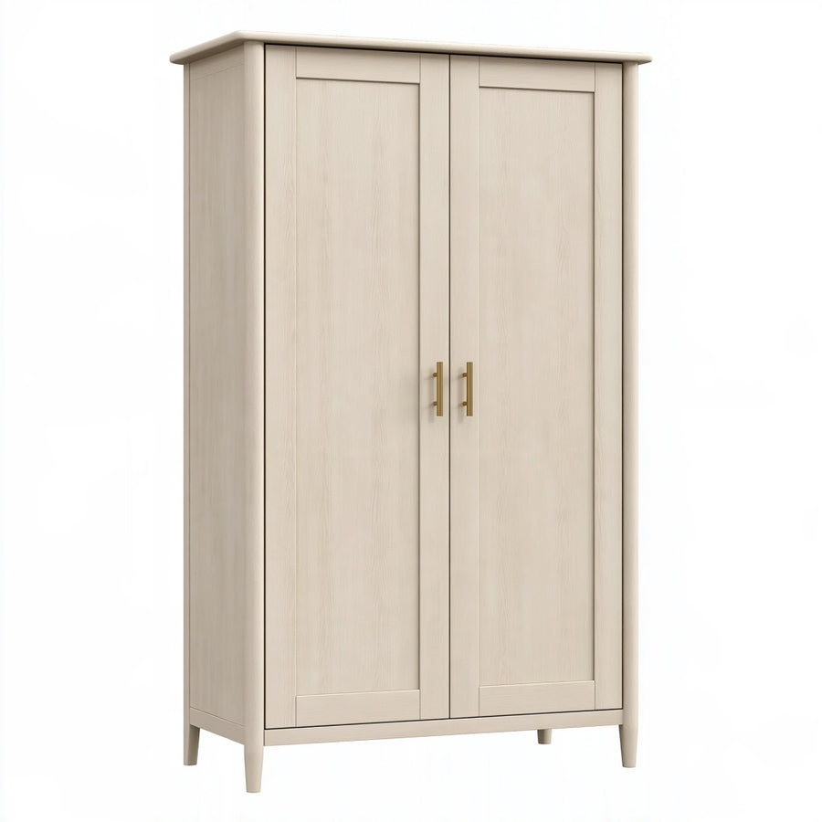 Armoire 100 x 55 x 190 cm en bois d'ingénierie beige - 2 portes style classique