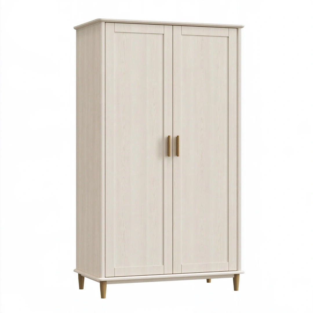 Armoire de rangement 100 x 55 x 190 cm en panneaux de bois beige style scandinave à 2 portes