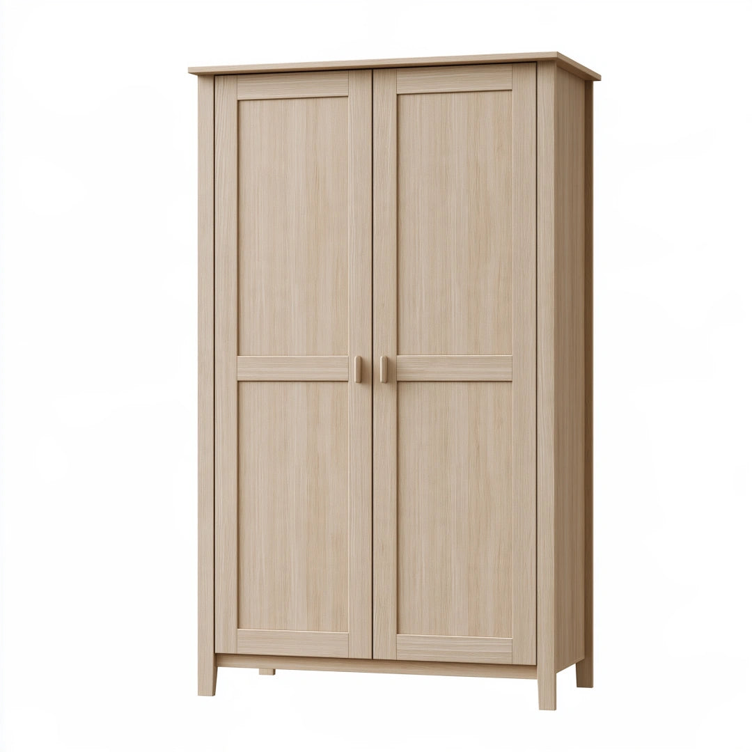 Armoire de rangement 90 x 50 x 180 cm panneaux de bois chêne clair 2 portes style scandinave