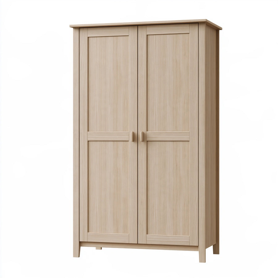 Armoire de rangement 90 x 50 x 180 cm panneaux de bois chêne clair 2 portes style scandinave