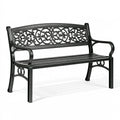 Banc de jardin 125 x 60 x 85 cm en métal noir à dossier ajouré classique
