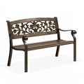 Banc de jardin 122 x 62 x 90 cm en métal brun style floral