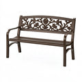 Banc de jardin 122 x 62 x 90 cm en métal brun avec accoudoirs style classique
