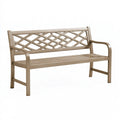 Banc de jardin 125 cm en métal taupe à dossier treillis avec accoudoirs
